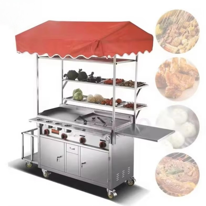Food Snacks Catering - عربة طعام متنقلة من الفولاذ المقاوم