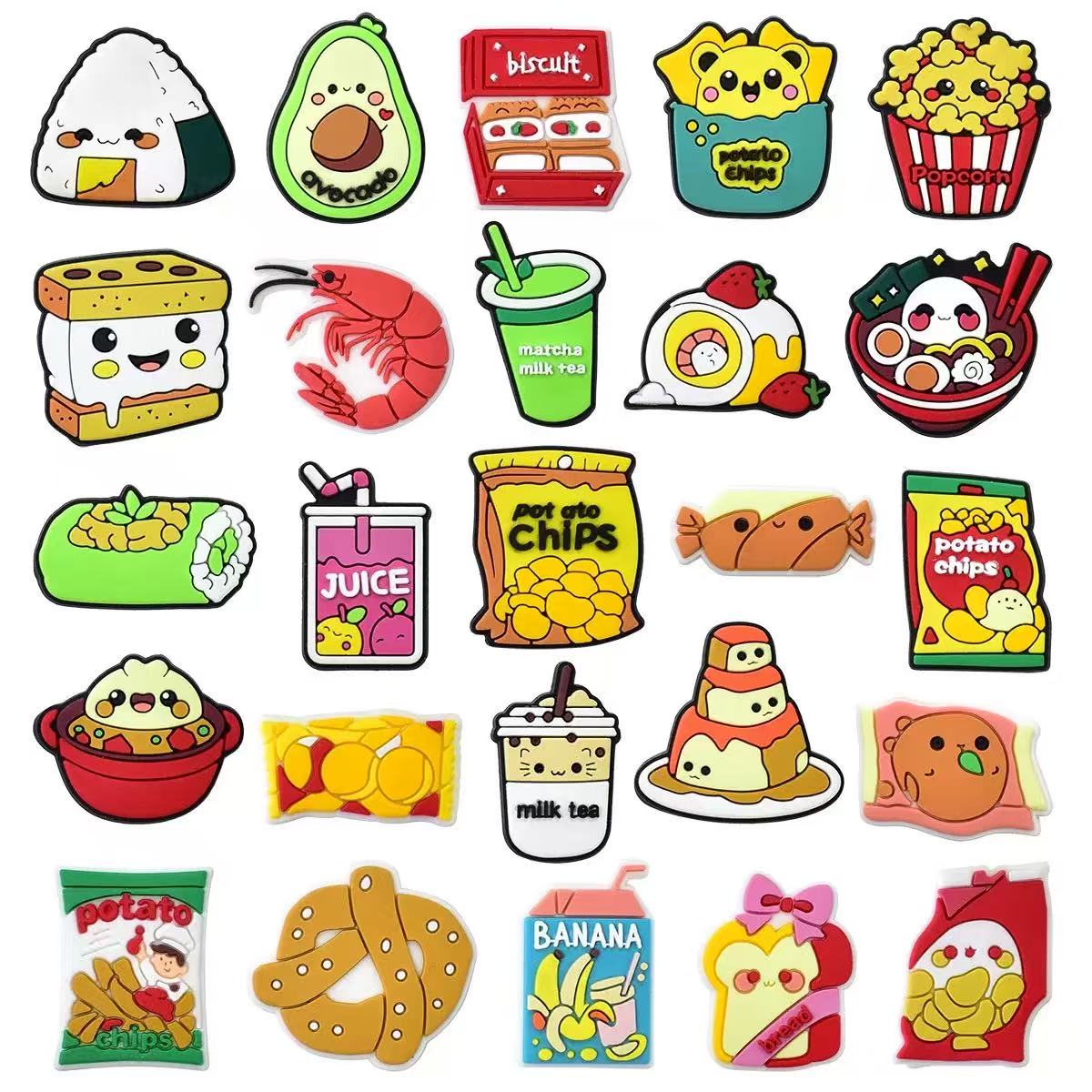 Food Snacks Drinks - مجموعة زينة أحذية بتصميمات متنوعة من