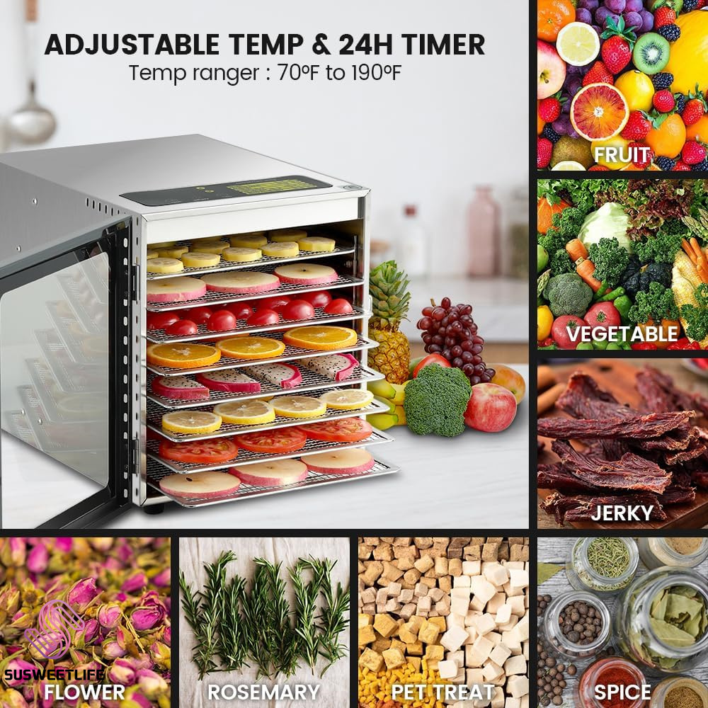 سعة كبيرة 8 صينية مجفف طعام 50 - مراجعة Healthy Snacks Food وسعره