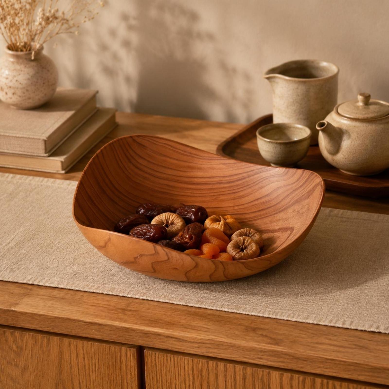 طبق فاكهة بلاستيكي بتصميم خشبي - مراجعة Dried Fruit وسعره