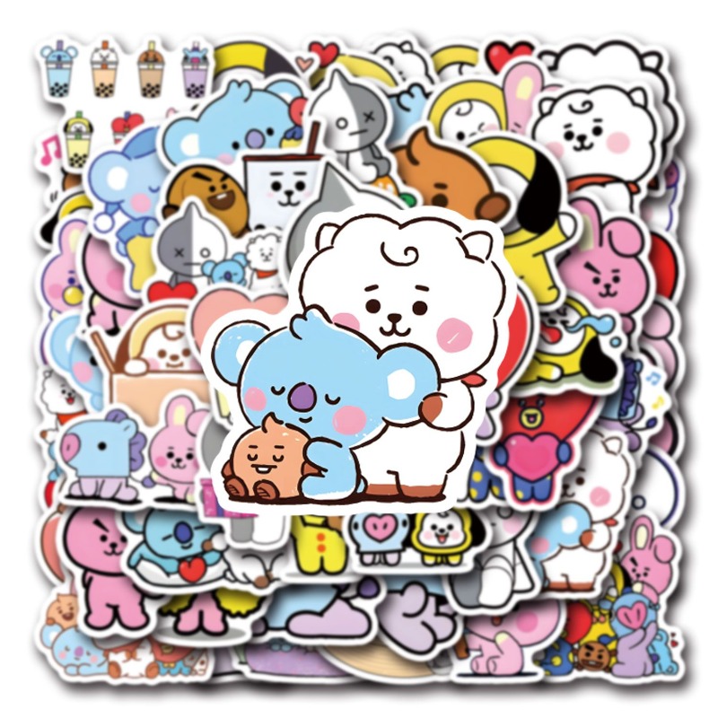 100/200 قطعة من ملصقات BT21 Ch - مراجعة Cookies Pack وسعره