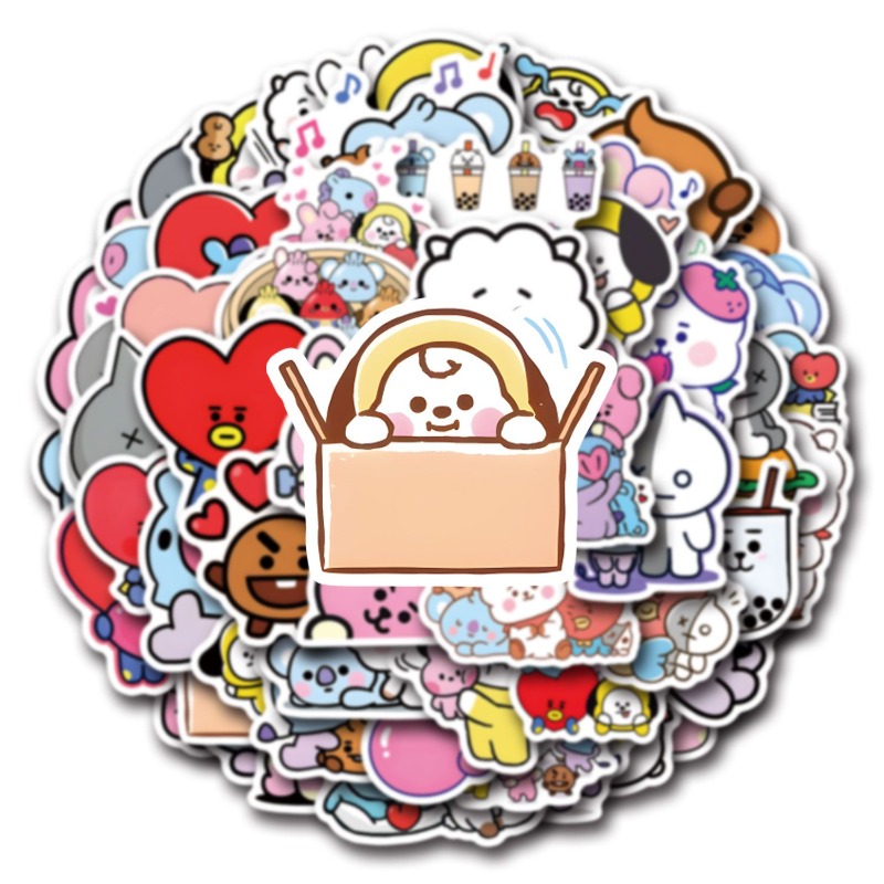 100/200 قطعة من ملصقات BT21 Ch - مراجعة Cookies Pack وسعره